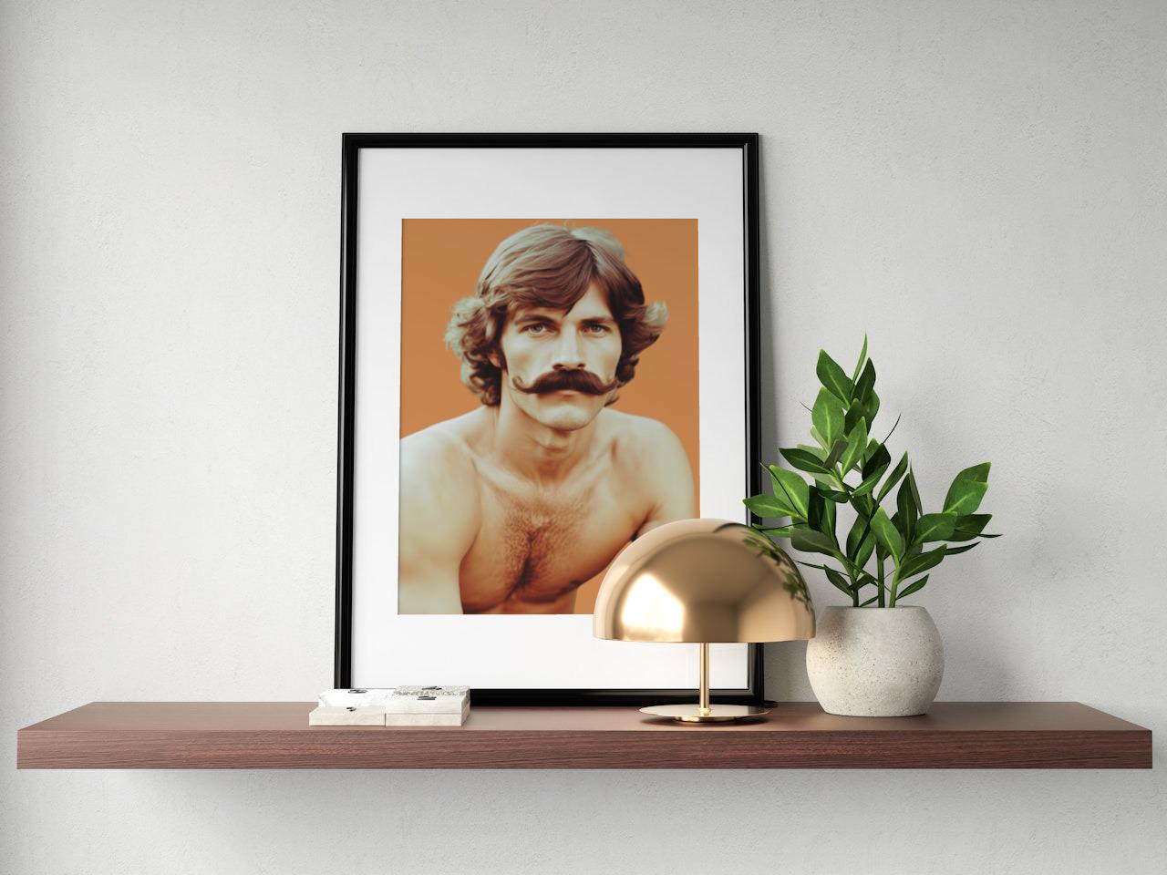 Orange Man With Moustache Orange A4 A3 Print