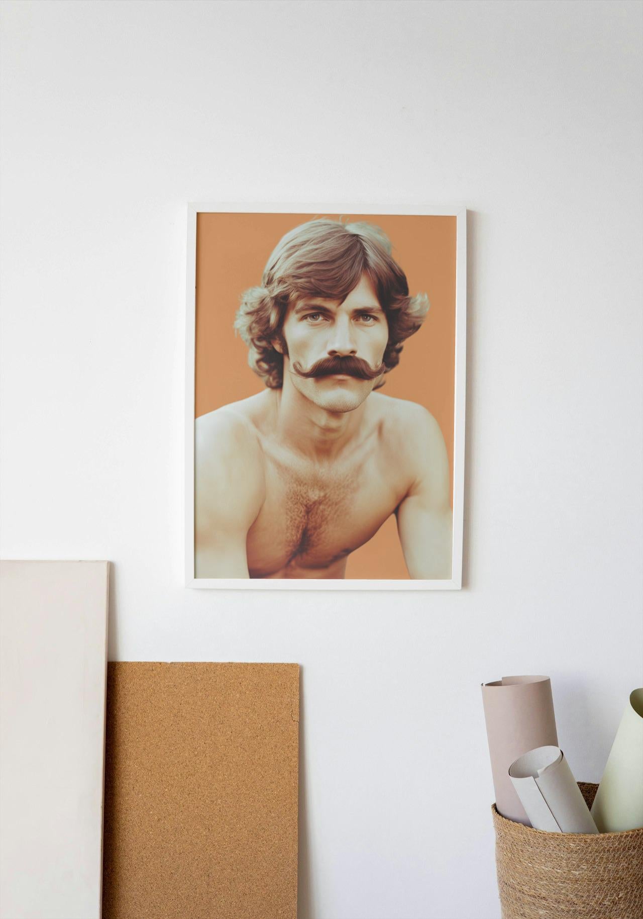Orange Man With Moustache Orange A4 A3 Print