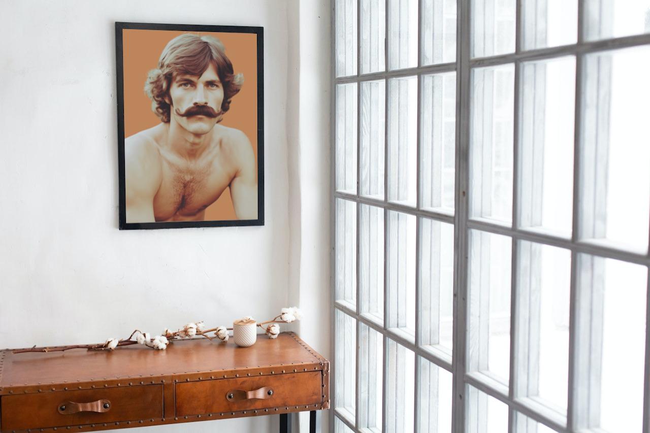 Orange Man With Moustache Orange A4 A3 Print