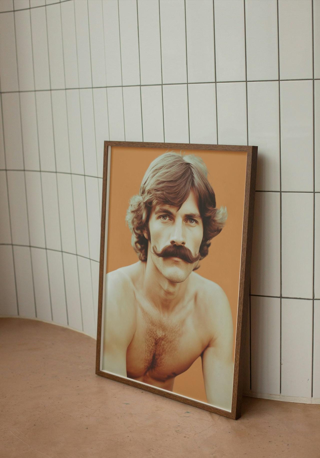 Orange Man With Moustache Orange A4 A3 Print