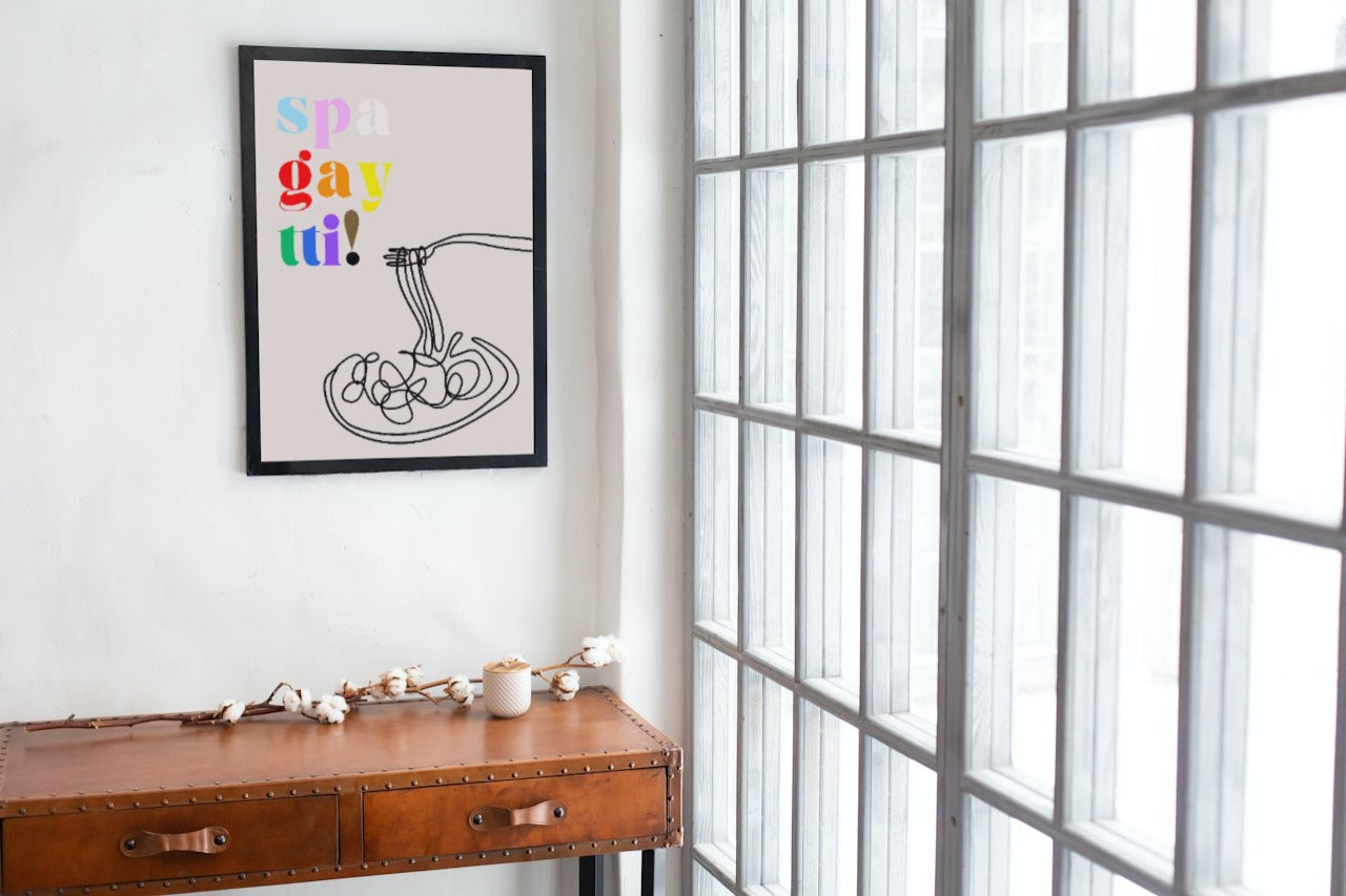 'Spa-gay-tti' print