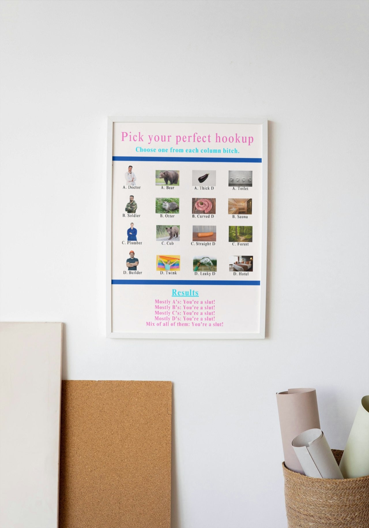 'Pick your hookup' print