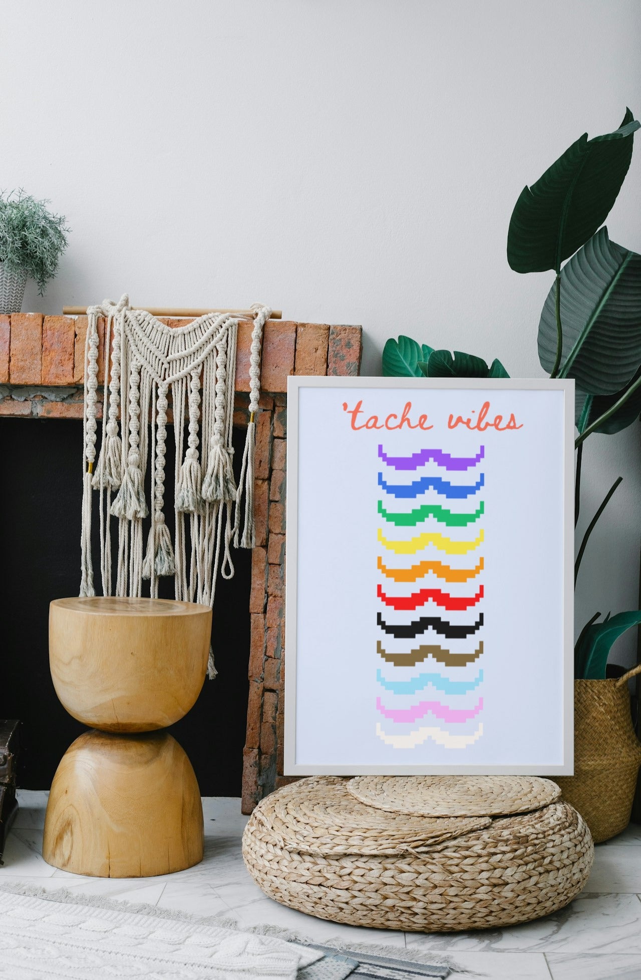 'Tache Vibes Rainbow' print (with text)