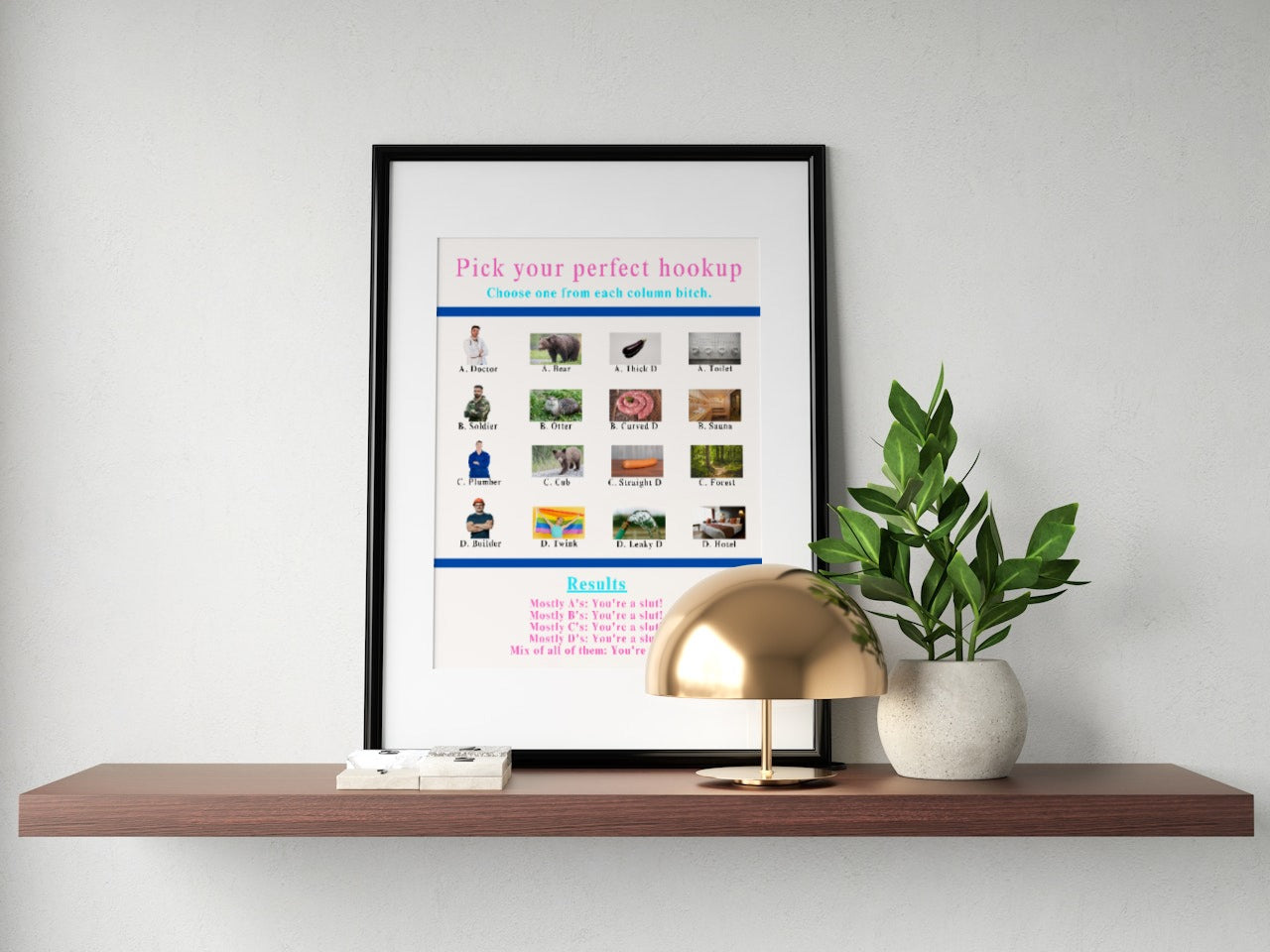 'Pick your hookup' print