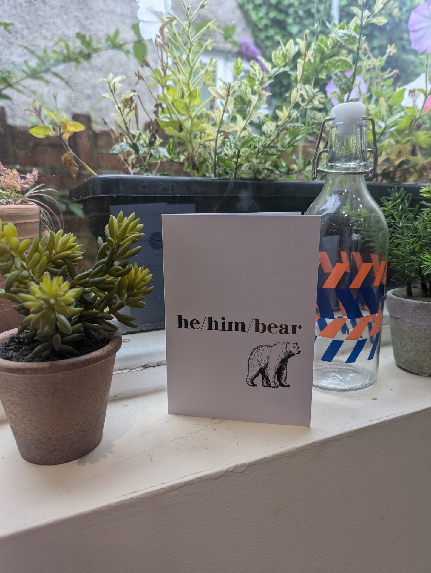 'He/Him/Bear' greetings card