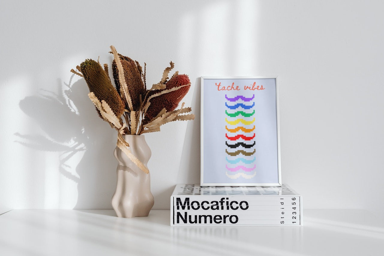 'Tache Vibes Rainbow' print (with text)