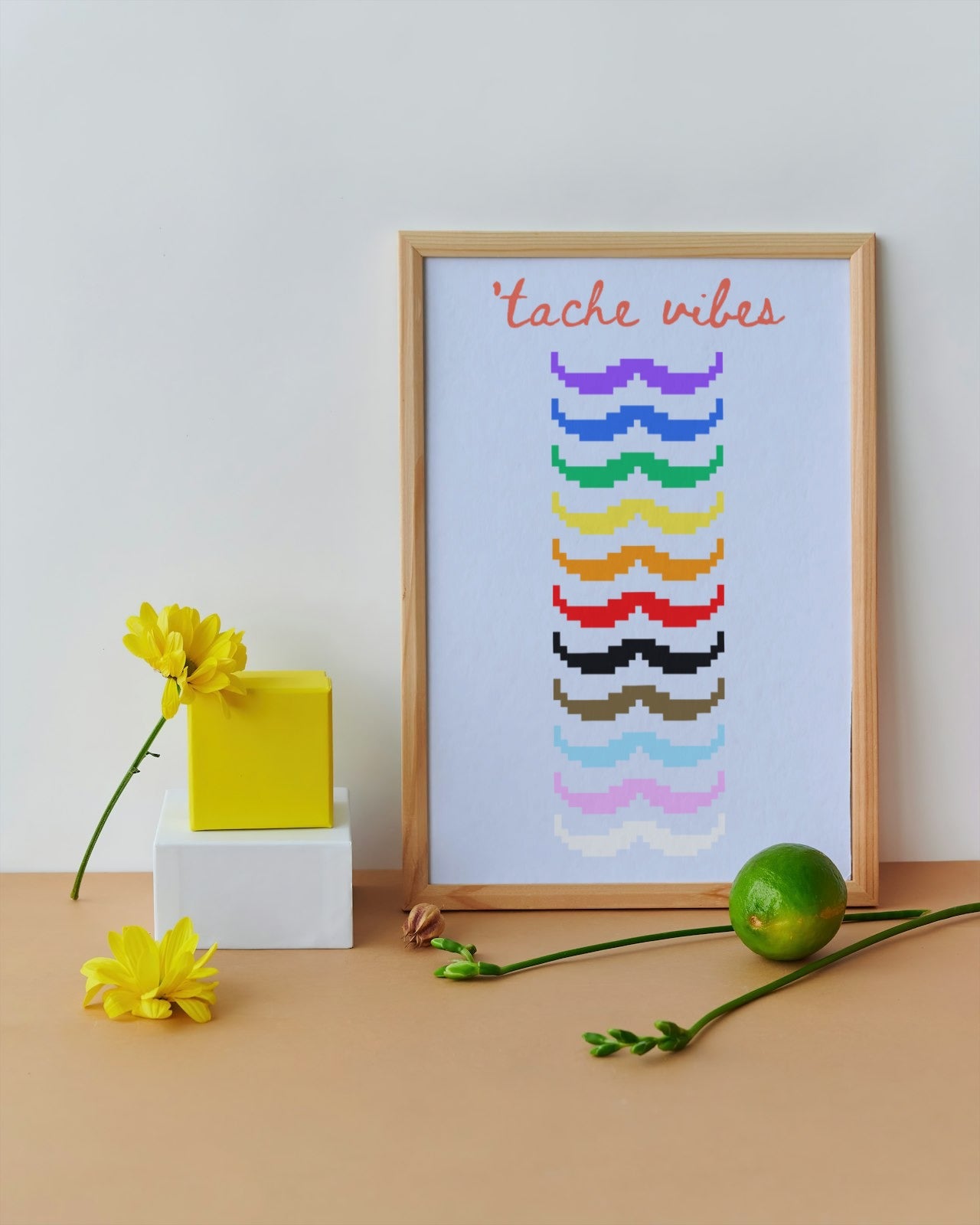 'Tache Vibes Rainbow' print (with text)