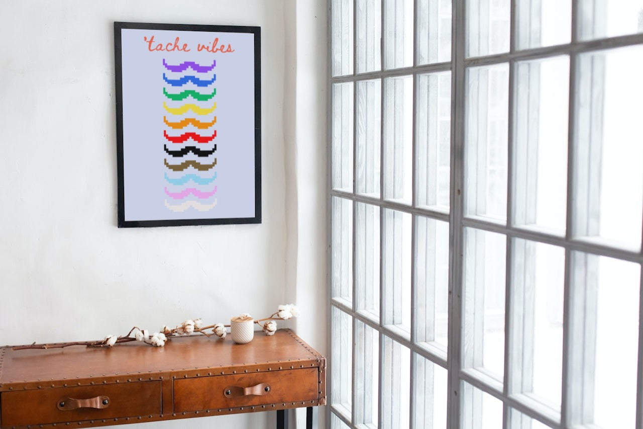 'Tache Vibes Rainbow' print (with text)