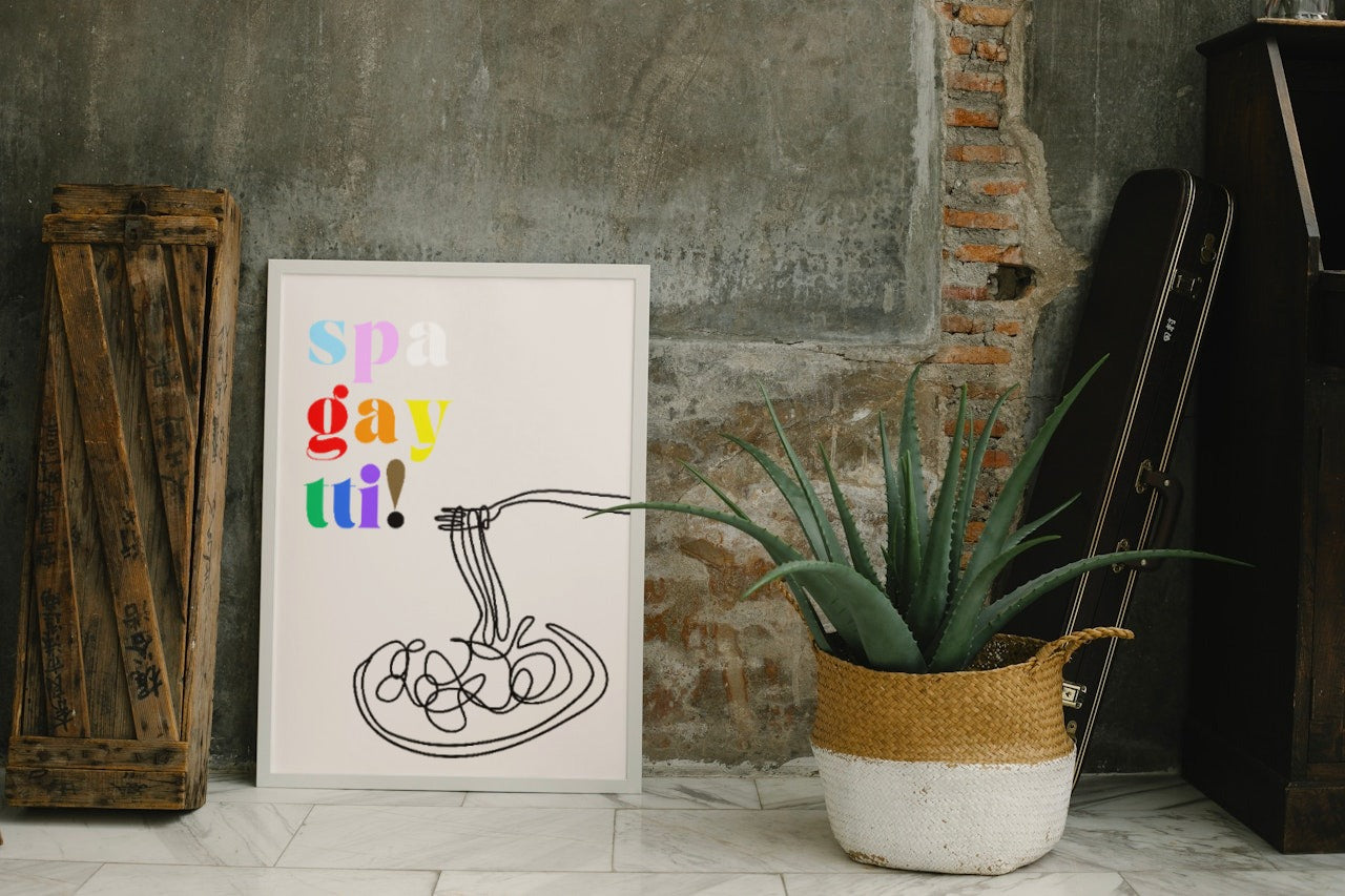 'Spa-gay-tti' print