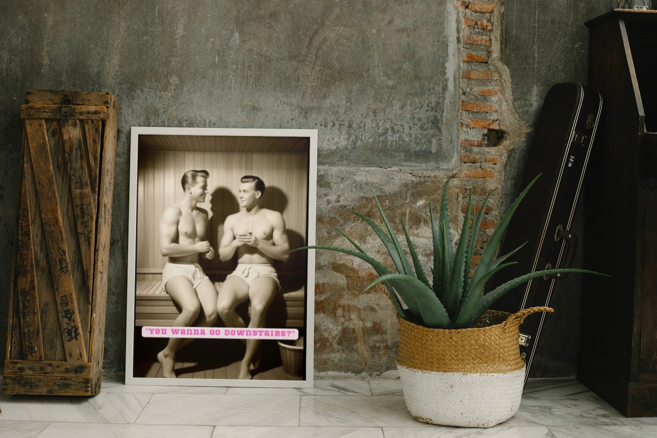 Bros of the 50s Sauna: 'Head Downstairs' print