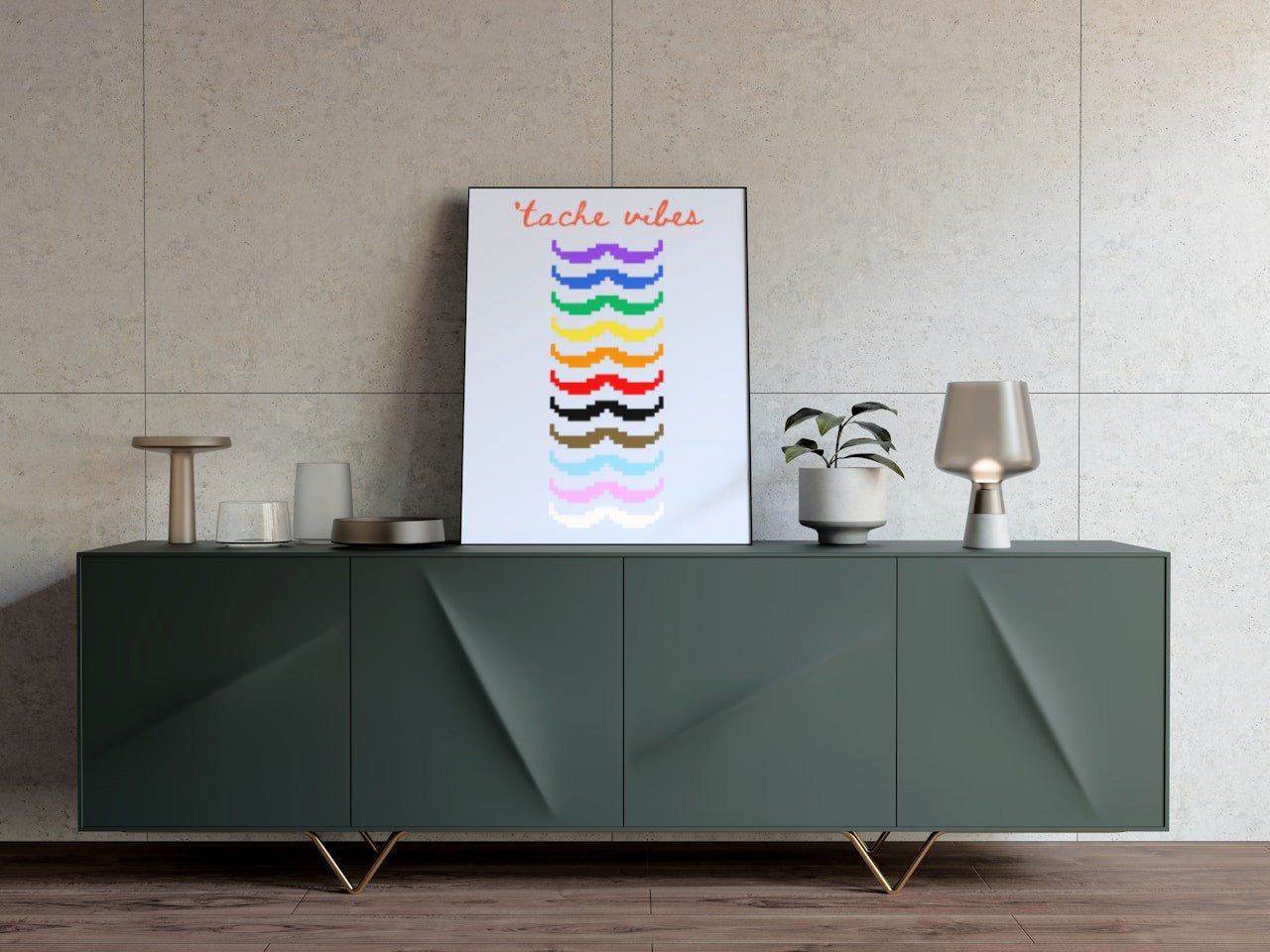 'Tache Vibes Rainbow' print (with text)