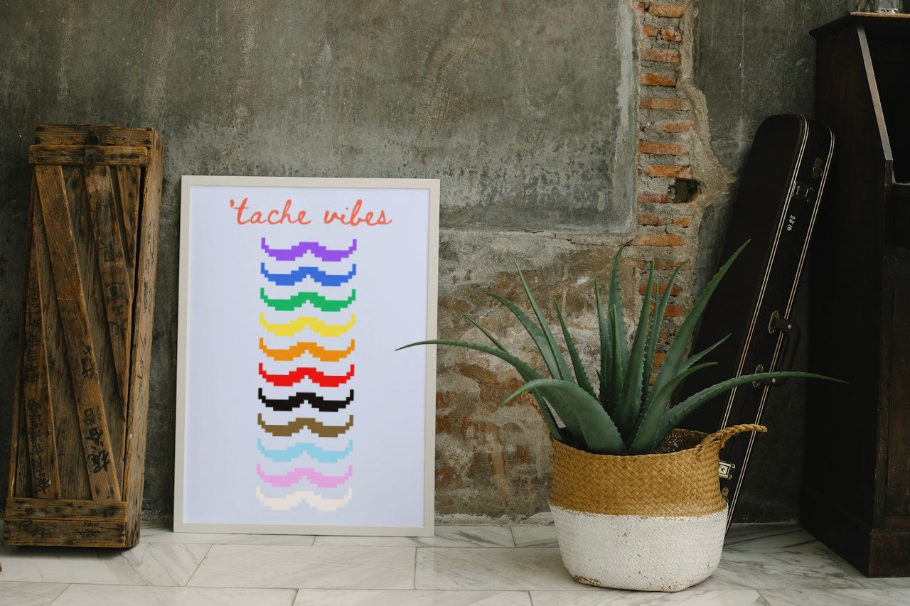 'Tache Vibes Rainbow' print (with text)