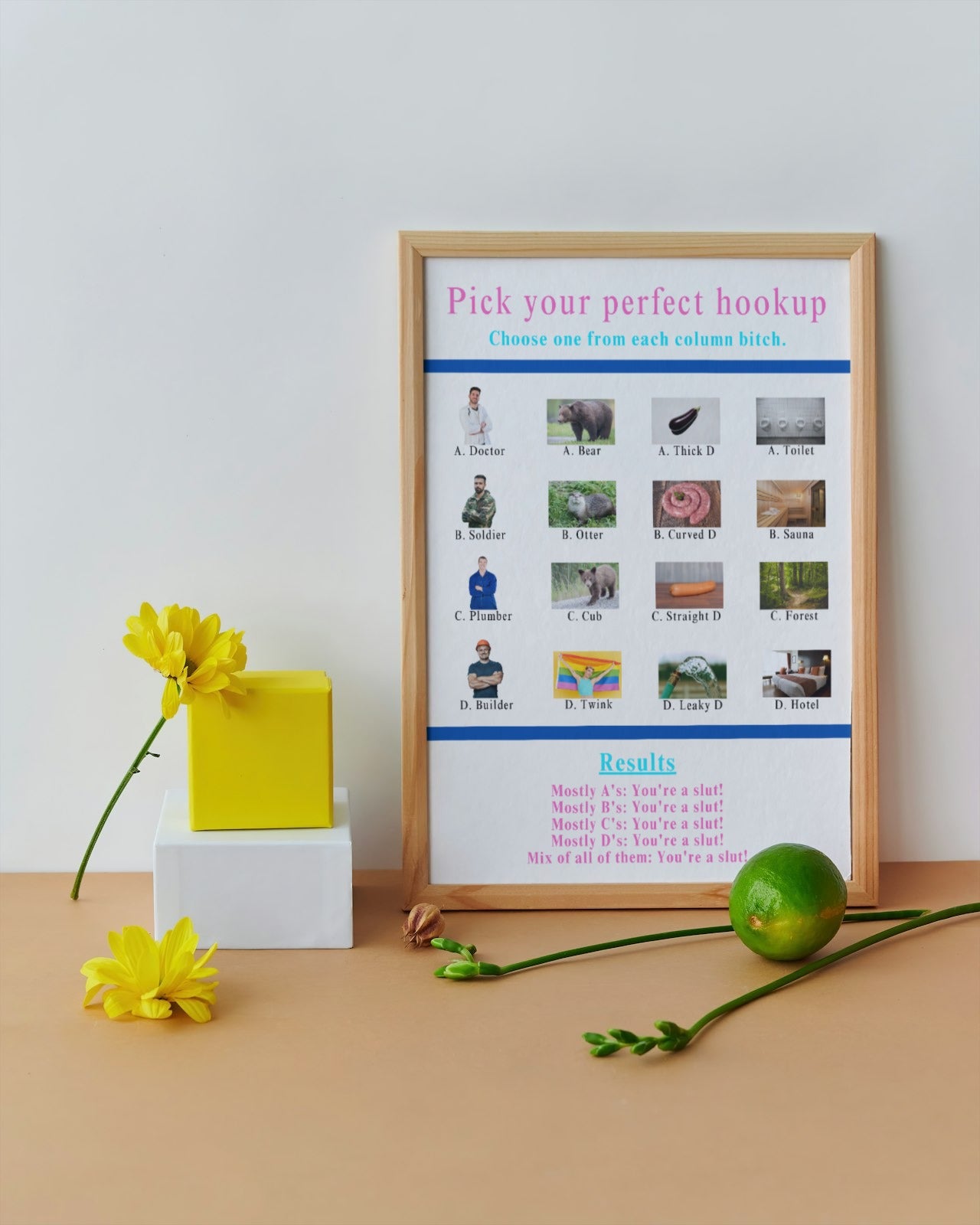 'Pick your hookup' print