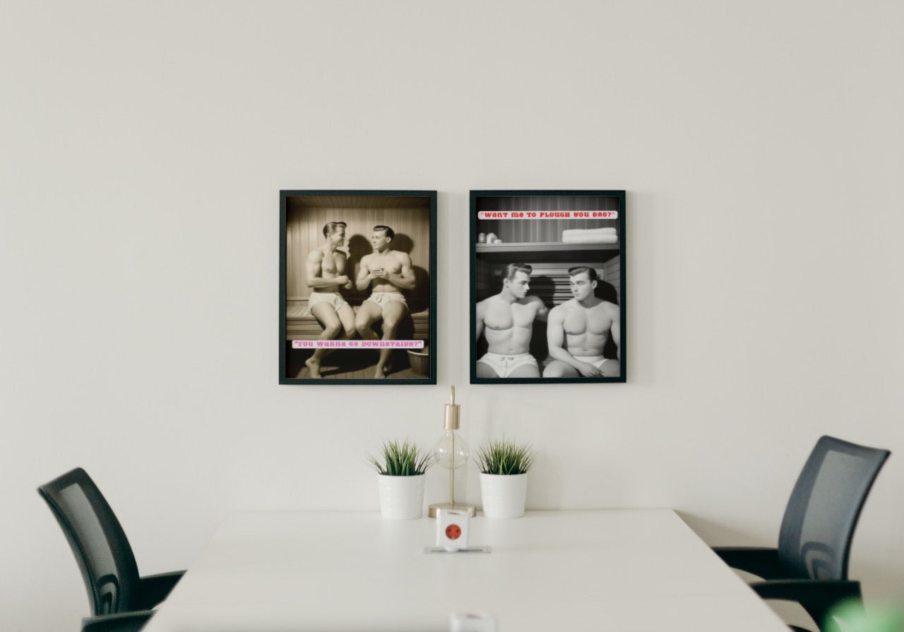 Bros of the 50s Sauna: 'Head Downstairs' print