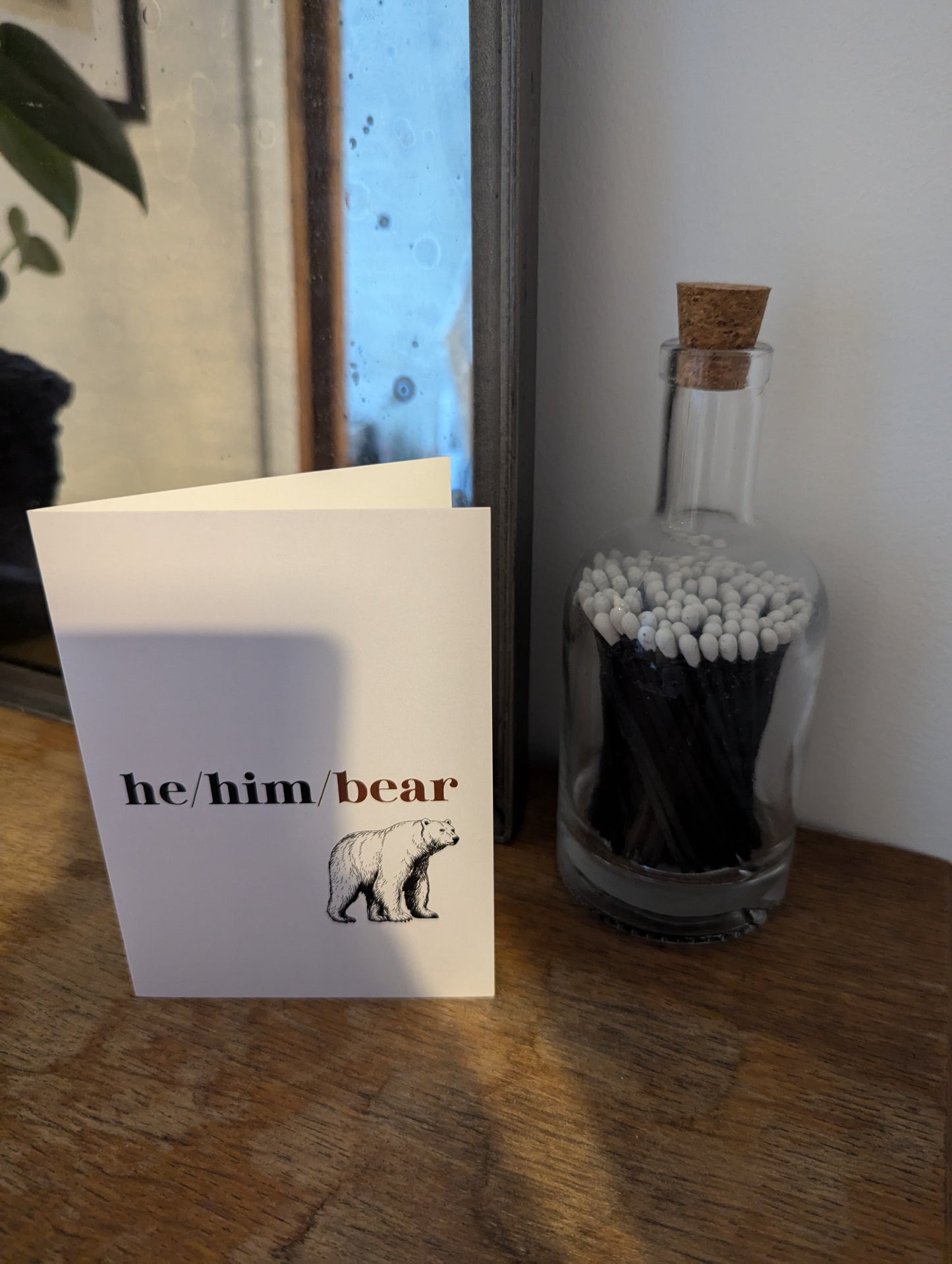 'He/Him/Bear' greetings card