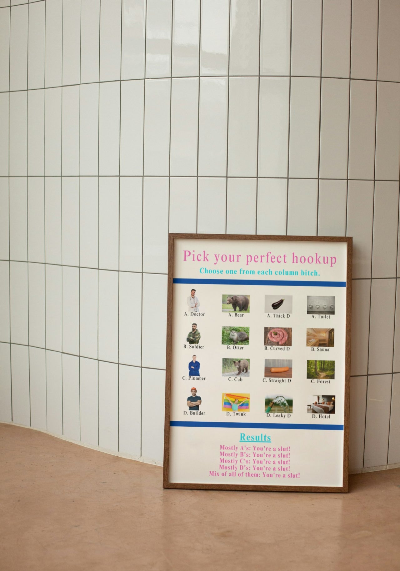 'Pick your hookup' print