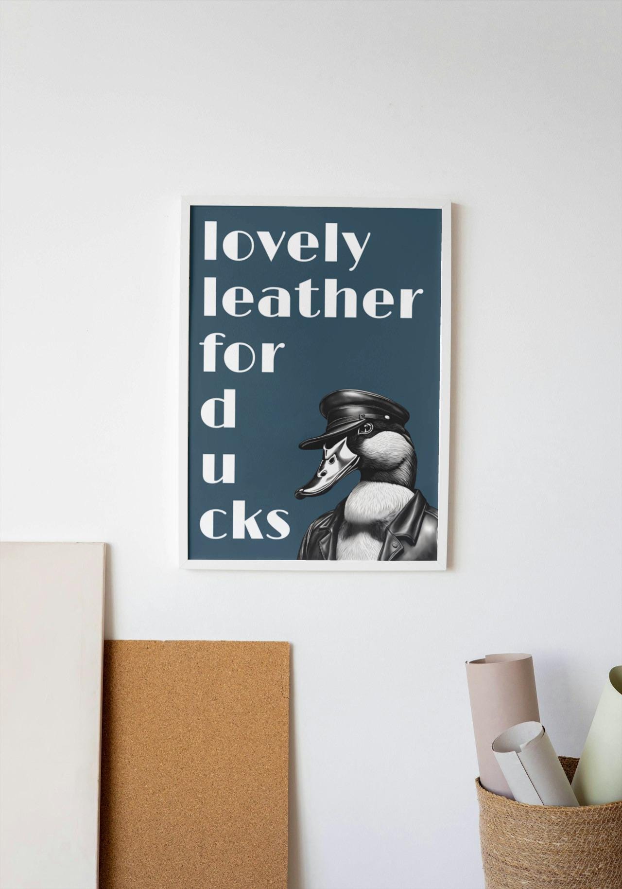 'Lovely Leather For Ducks' print