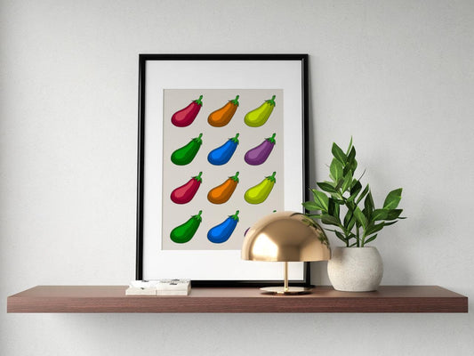 Rainbow Eggplants A4 A3 Print