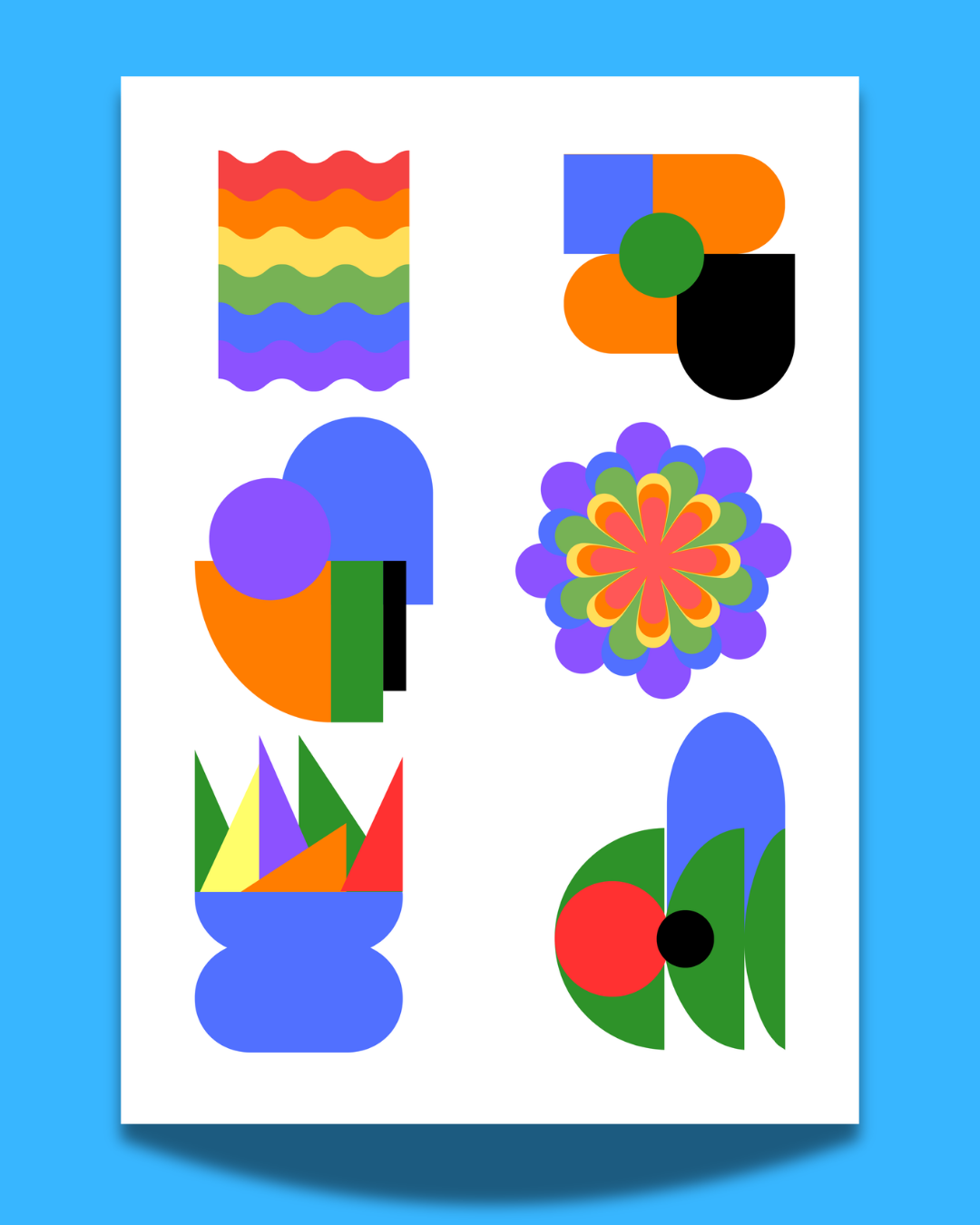 'Rainbow Collage' print