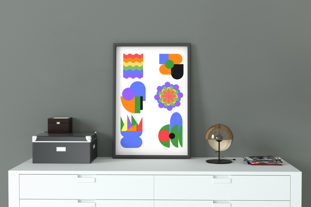 'Rainbow Collage' print