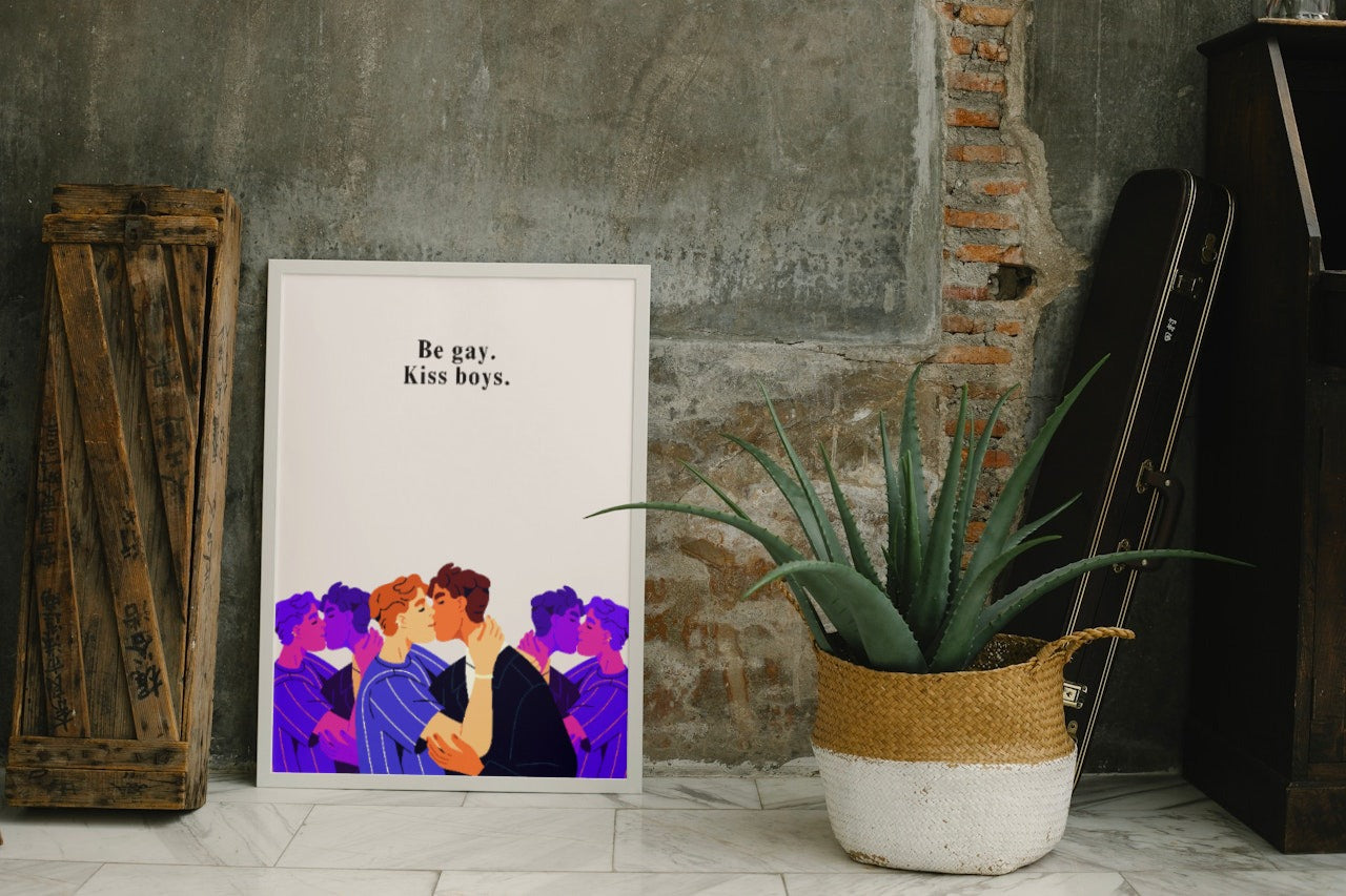 'Be Gay, Kiss Boys' print