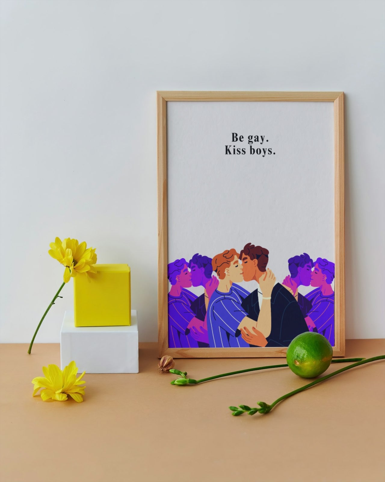 'Be Gay, Kiss Boys' print