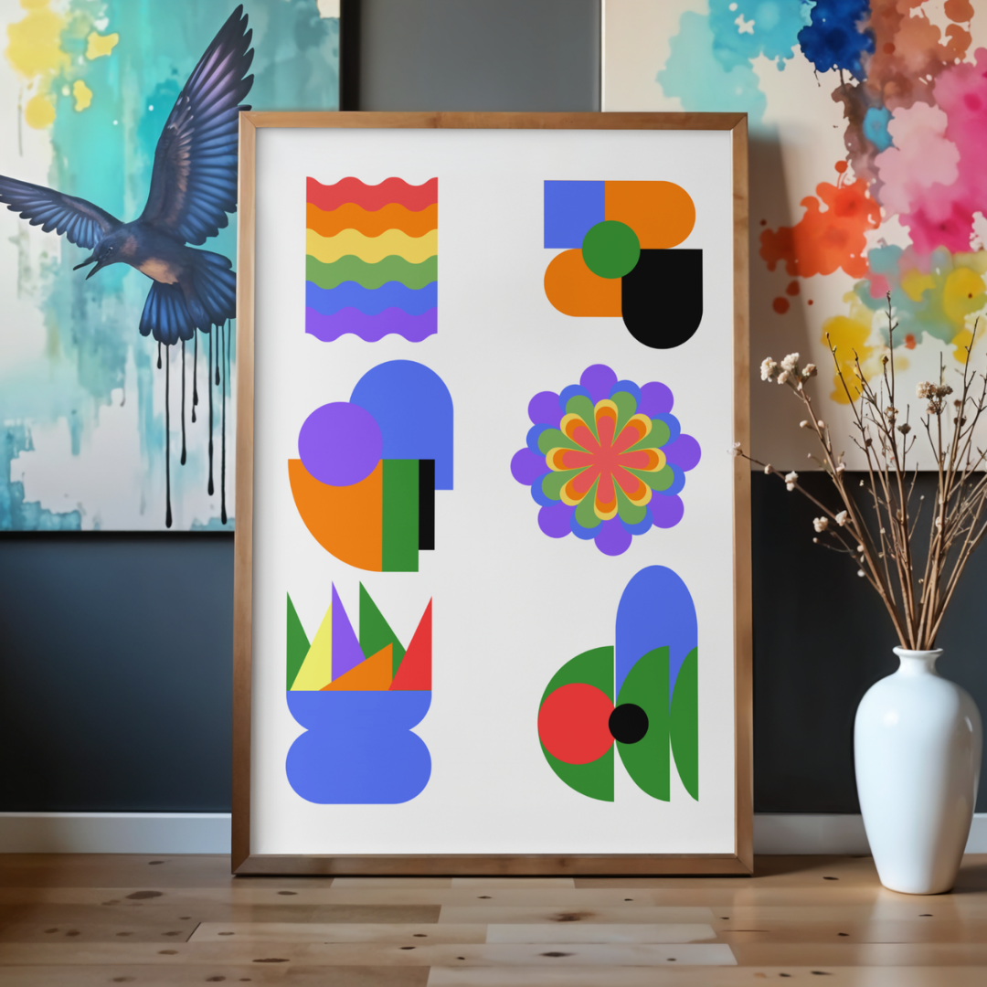 'Rainbow Collage' print
