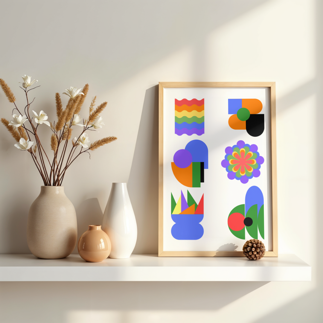 'Rainbow Collage' print