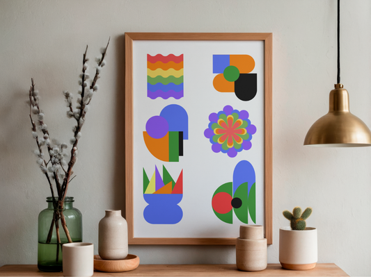 'Rainbow Collage' print